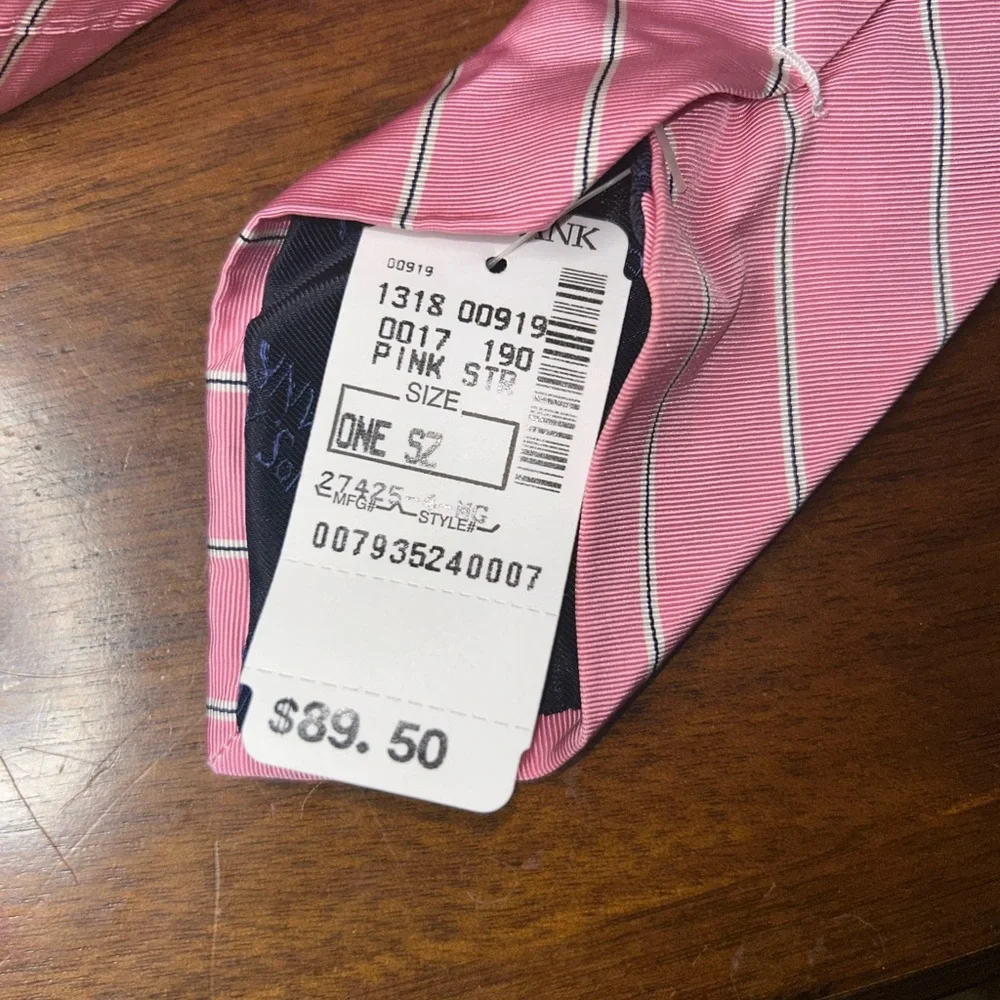 Jos. A. Bank Pink and White Striped Silk and cotton Tie NWT